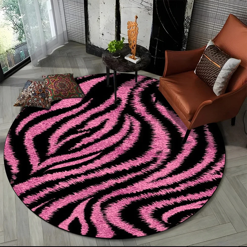 Commercial Printing Services - Tapis rond imprimé à rayures zébrées