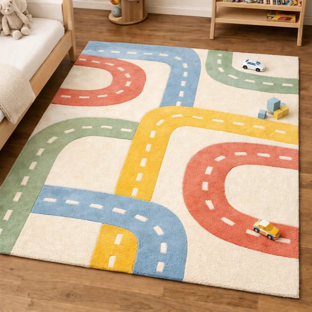Commercial Road Printing - Tapis de salon multicolore avec imprimé